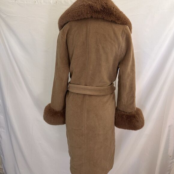 Santinni 'Marlene' Cashmere & Wool Coat in Marrone Size SMALL Womens - Picture 8 of 10